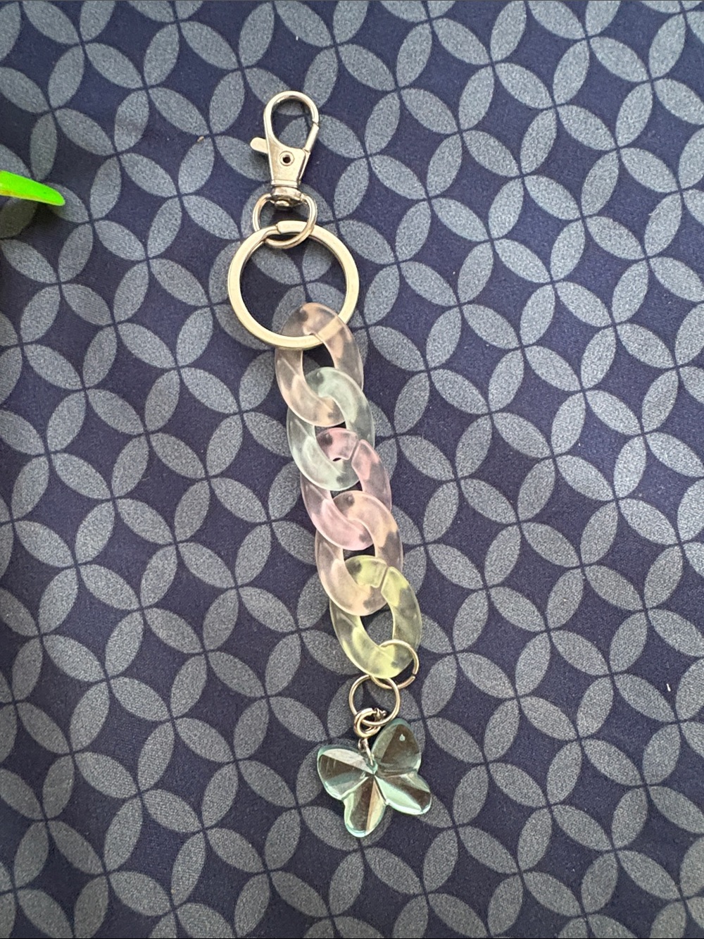 Pastel Iridescent Chain Key & Card Holder with Butterfly Charm